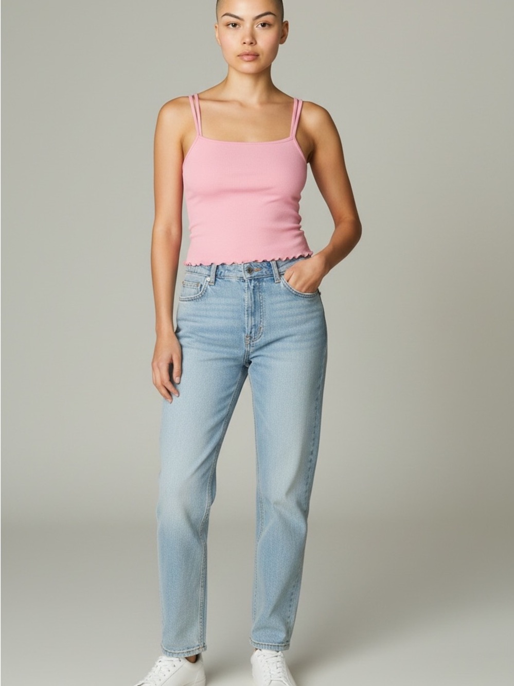 Women's Nordstrom BP. Pink Cropped Cami Tank Lettuce Hem New Small